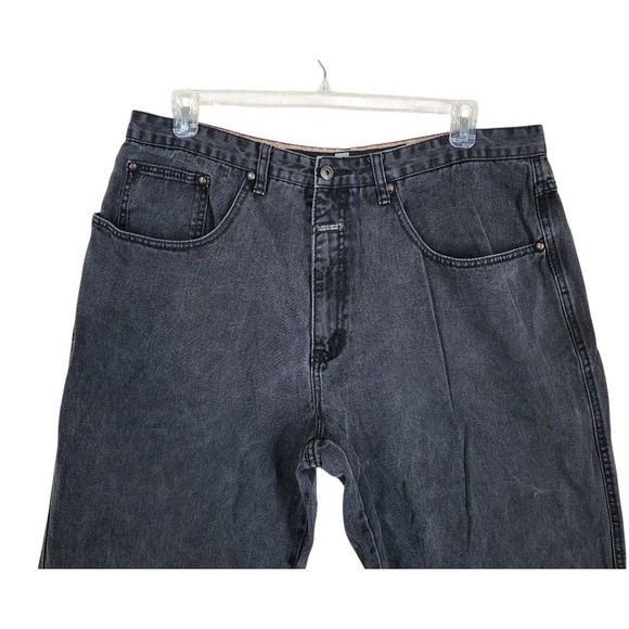 Vtg Girbaud Black Jeans Mens 40 Wide Baggy Tapered Leg (39x31) Embroidered Logo - Picture 6 of 14